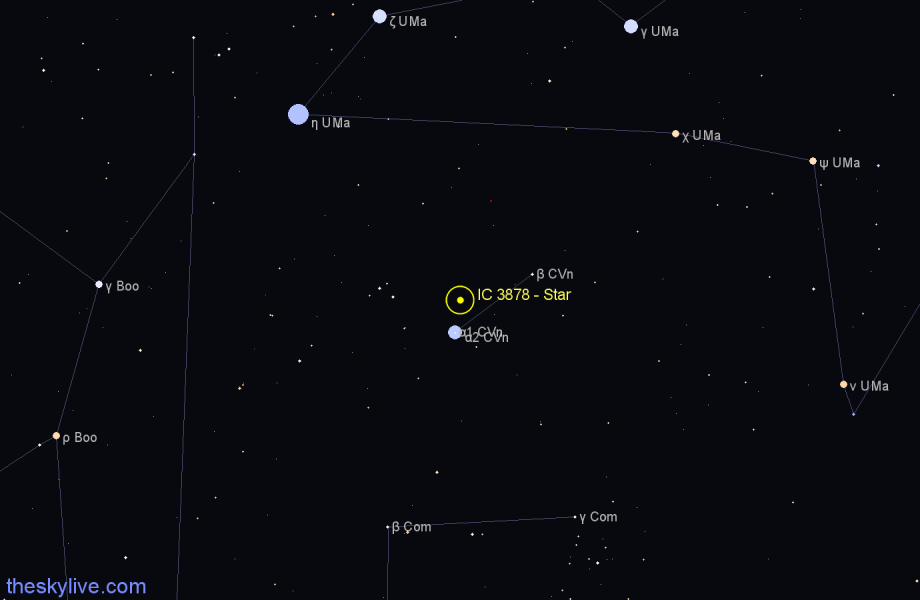 Finder chart IC 3878 - Star in Canes Venatici star