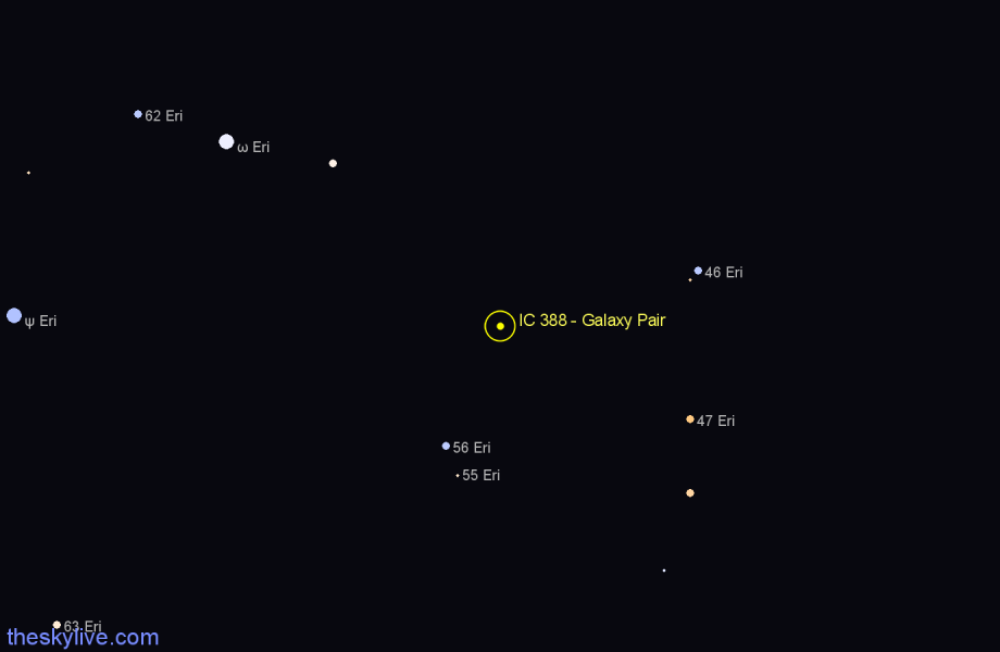 Finder chart IC 388 - Galaxy Pair in Eridanus star