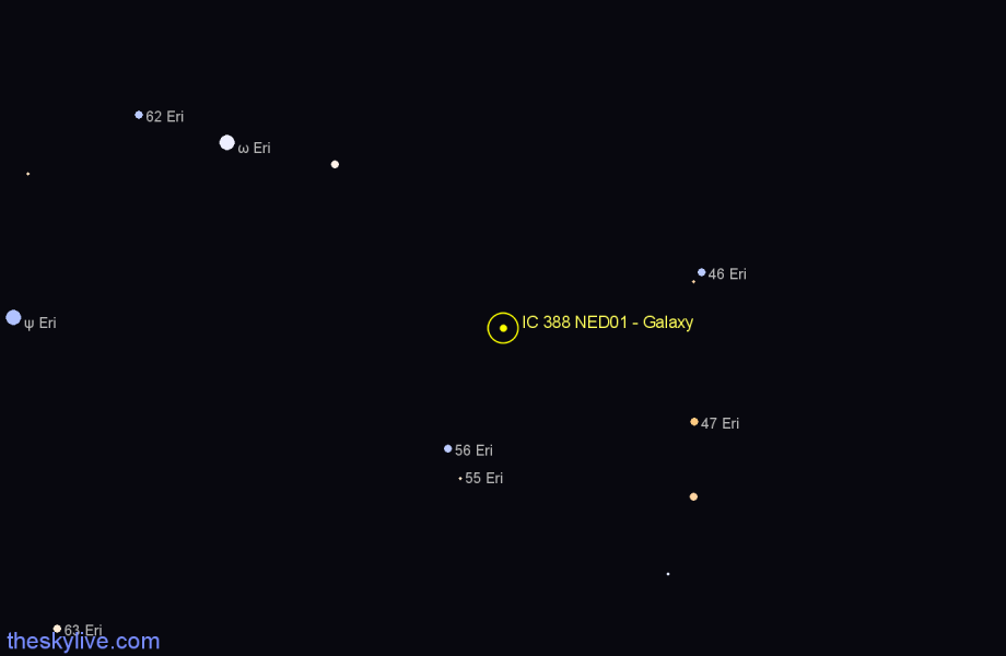 Finder chart IC 388 NED01 - Galaxy in Eridanus star