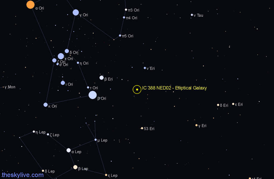 Finder chart IC 388 NED02 - Elliptical Galaxy in Eridanus star