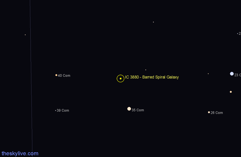 Finder chart IC 3880 - Barred Spiral Galaxy in Coma Berenices star