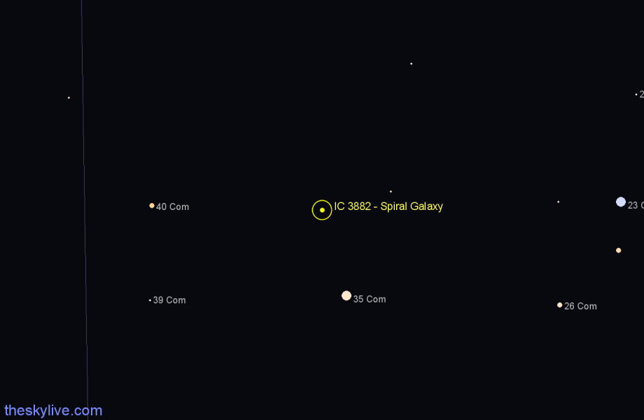 Finder chart IC 3882 - Spiral Galaxy in Coma Berenices star