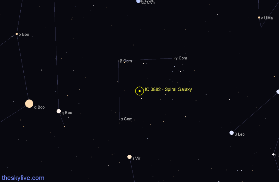 Finder chart IC 3882 - Spiral Galaxy in Coma Berenices star