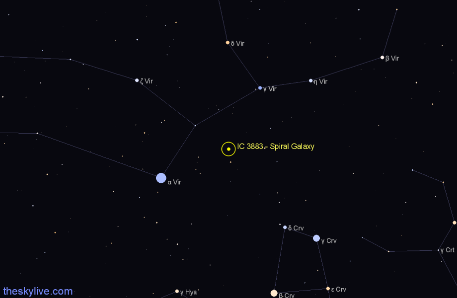 Finder chart IC 3883 - Spiral Galaxy in Virgo star