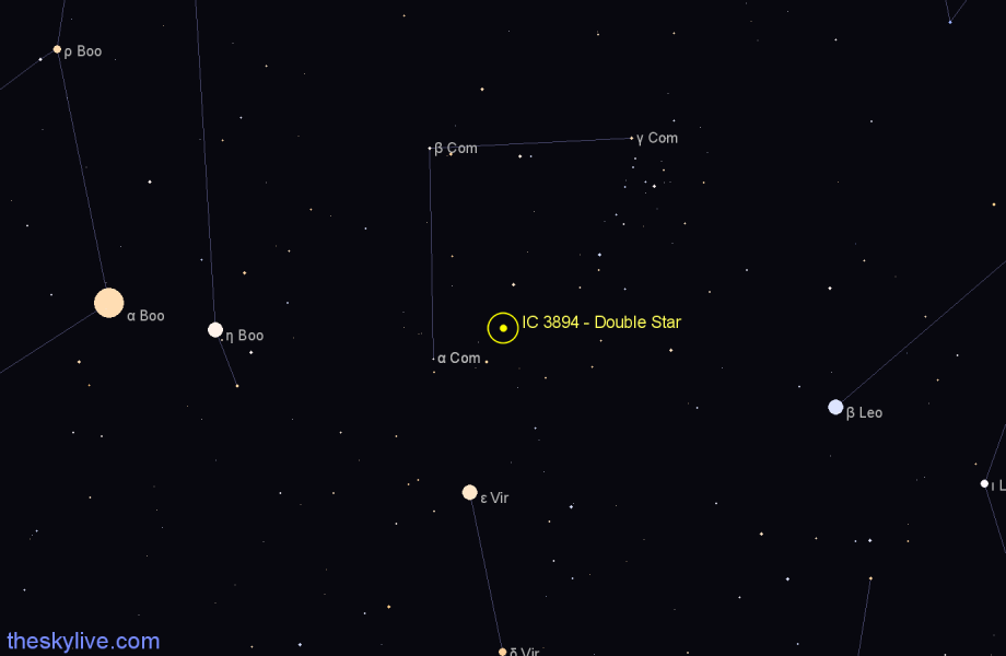 Finder chart IC 3894 - Double Star in Coma Berenices star