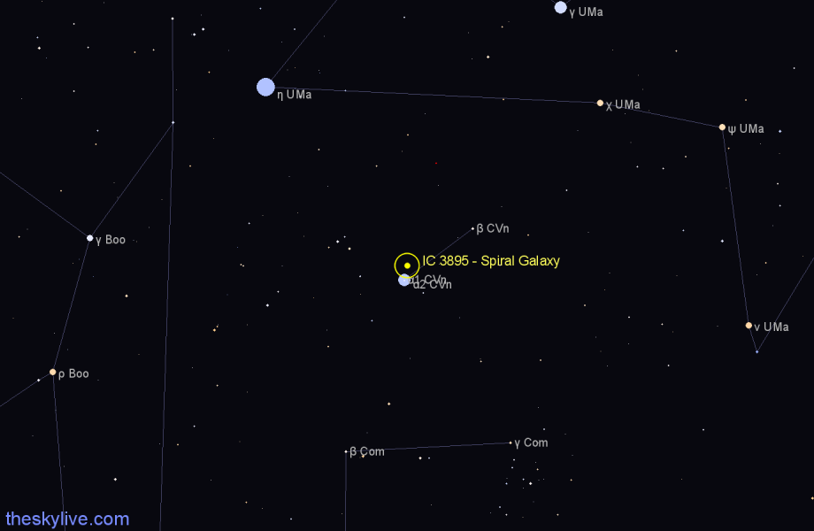 Finder chart IC 3895 - Spiral Galaxy in Canes Venatici star