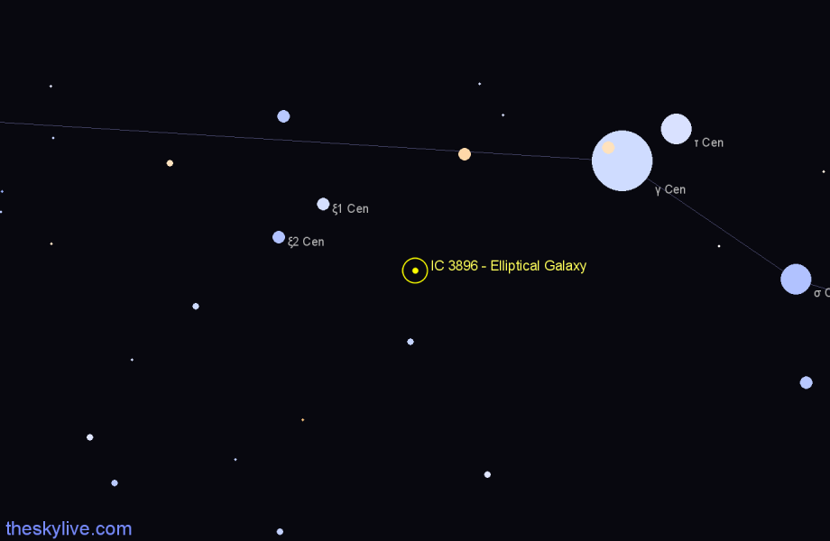 Finder chart IC 3896 - Elliptical Galaxy in Centaurus star