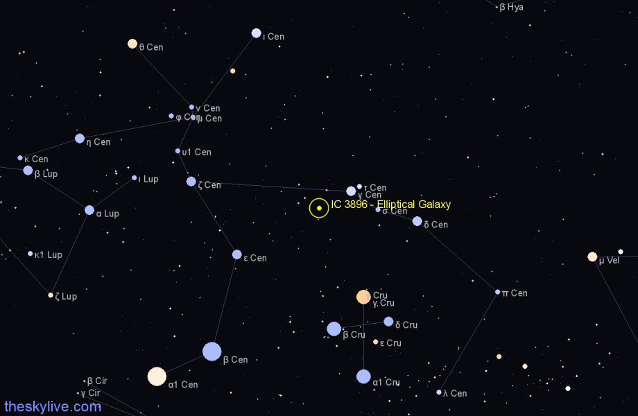 Finder chart IC 3896 - Elliptical Galaxy in Centaurus star