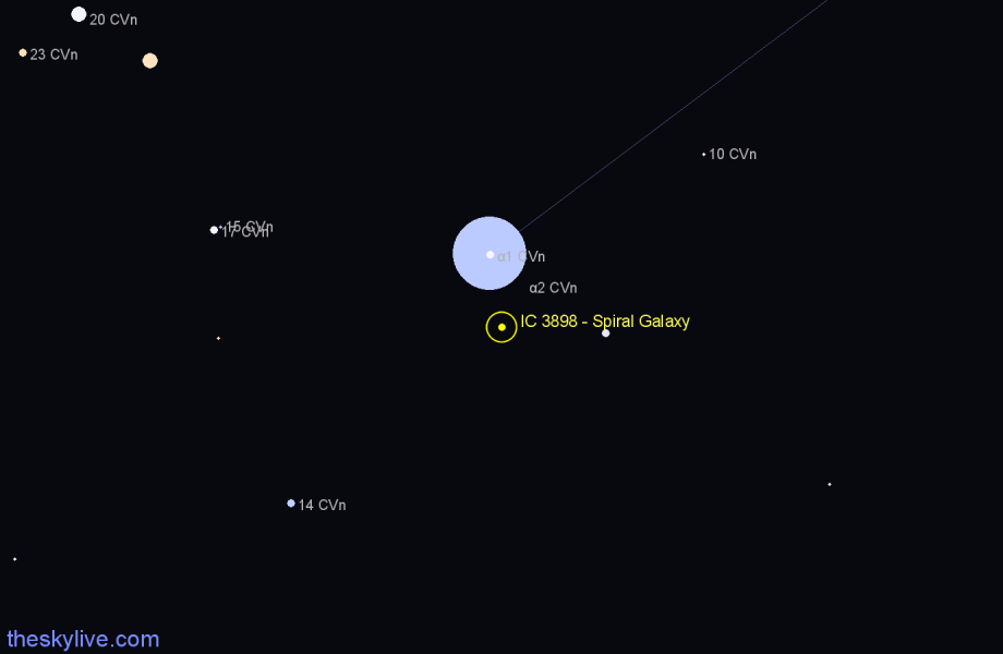 Finder chart IC 3898 - Spiral Galaxy in Canes Venatici star