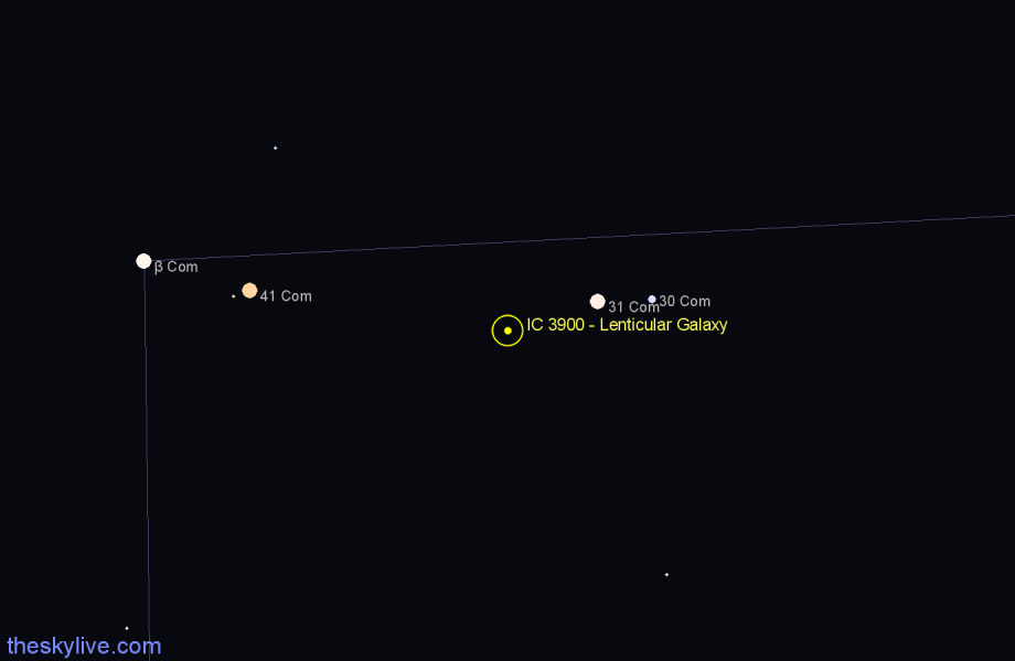 Finder chart IC 3900 - Lenticular Galaxy in Coma Berenices star