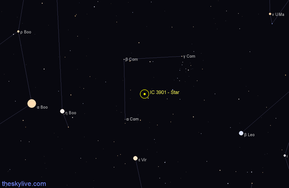 Finder chart IC 3901 - Star in Coma Berenices star