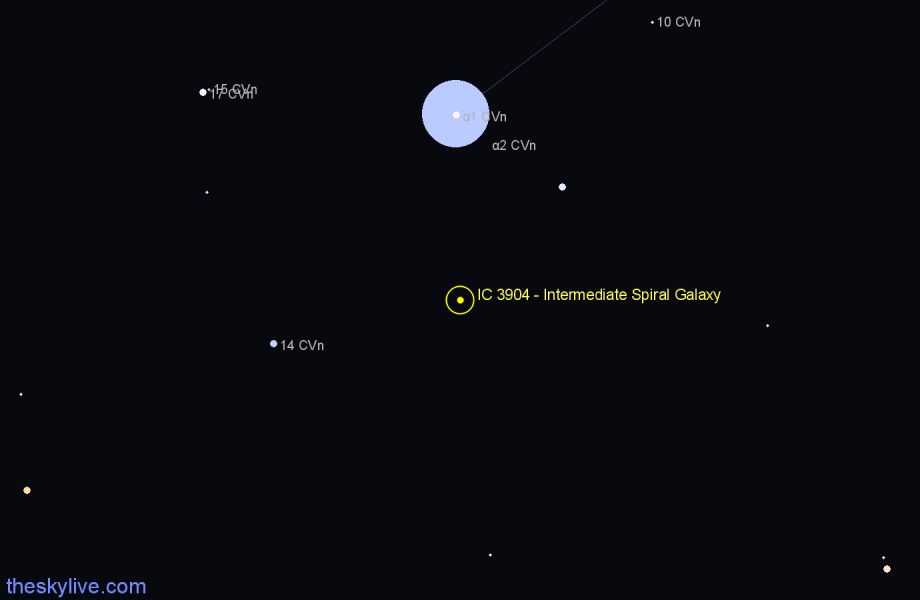 Finder chart IC 3904 - Intermediate Spiral Galaxy in Canes Venatici star