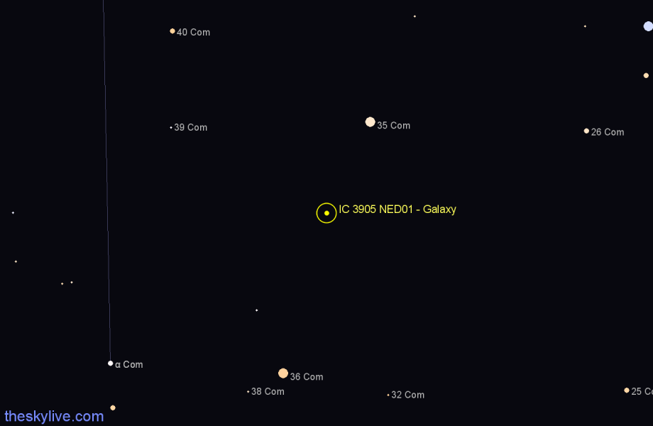 Finder chart IC 3905 NED01 - Galaxy in Coma Berenices star