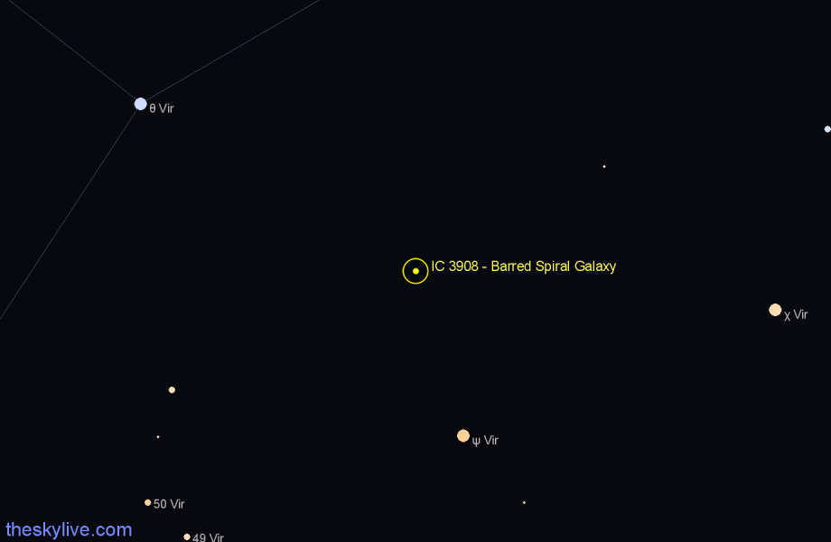 Finder chart IC 3908 - Barred Spiral Galaxy in Virgo star