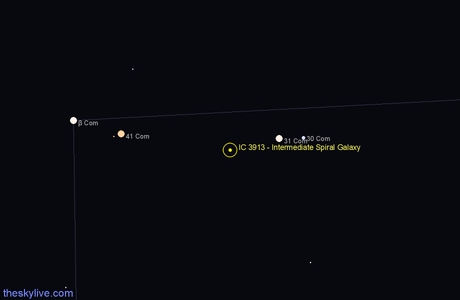 Finder chart IC 3913 - Intermediate Spiral Galaxy in Coma Berenices star