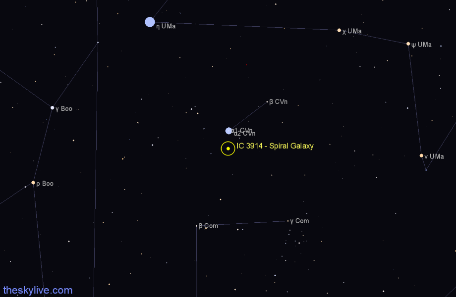 Finder chart IC 3914 - Spiral Galaxy in Canes Venatici star