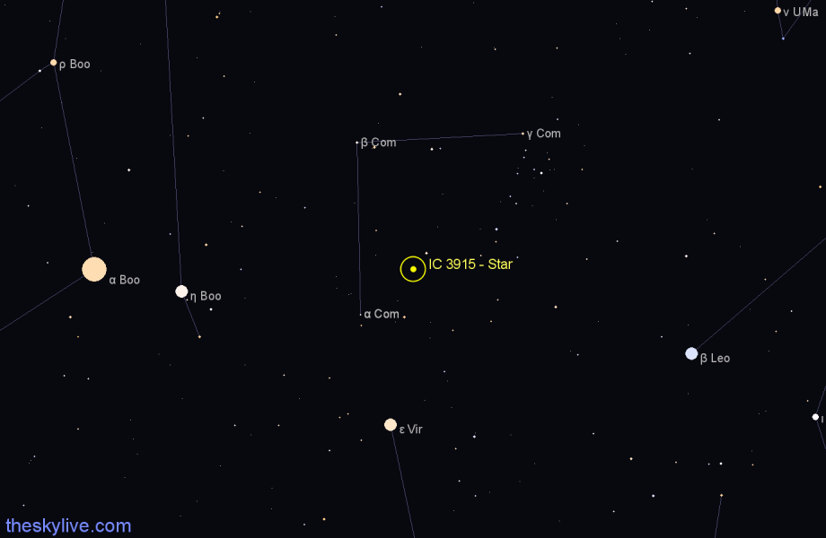 Finder chart IC 3915 - Star in Coma Berenices star