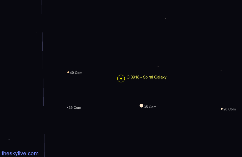 Finder chart IC 3918 - Spiral Galaxy in Coma Berenices star