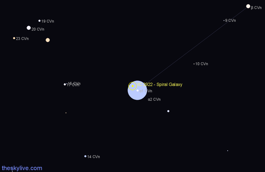 Finder chart IC 3922 - Spiral Galaxy in Canes Venatici star