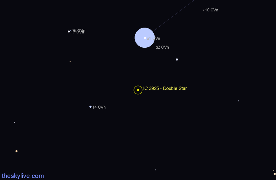 Finder chart IC 3925 - Double Star in Canes Venatici star