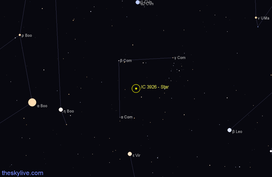 Finder chart IC 3926 - Star in Coma Berenices star