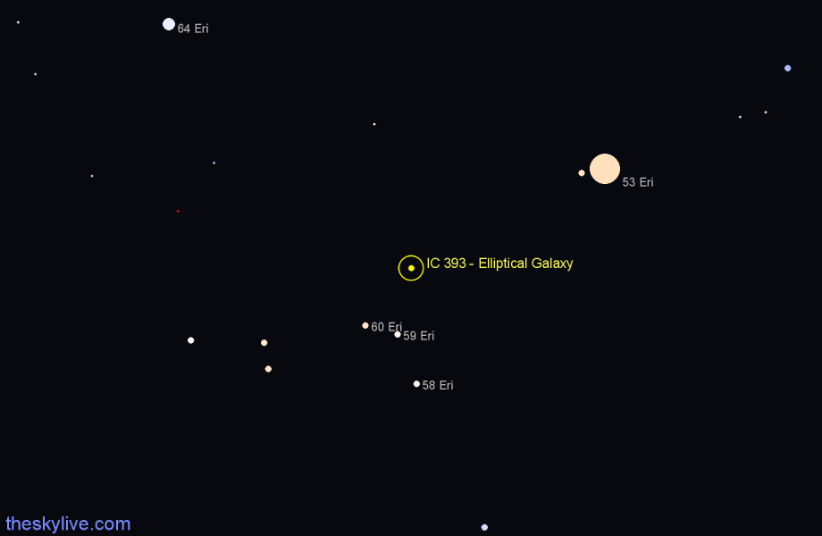 Finder chart IC 393 - Elliptical Galaxy in Eridanus star