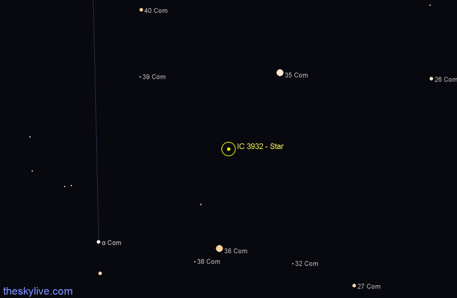 Finder chart IC 3932 - Star in Coma Berenices star
