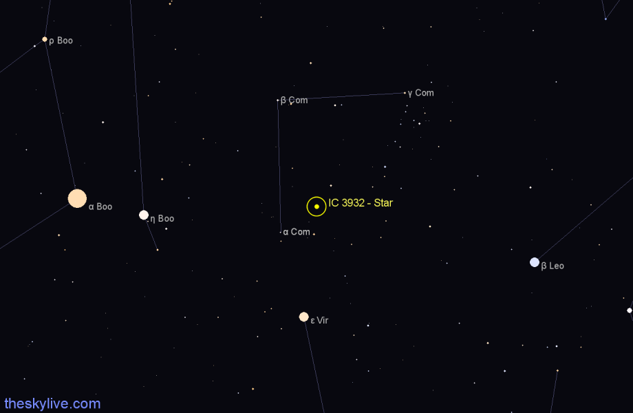 Finder chart IC 3932 - Star in Coma Berenices star