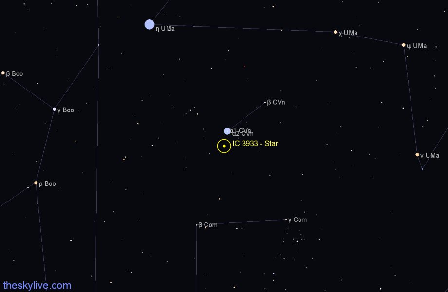 Finder chart IC 3933 - Star in Canes Venatici star