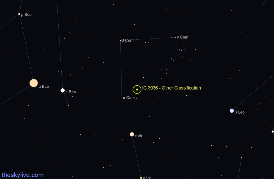 Finder chart IC 3936 - Other Classification in Coma Berenices star