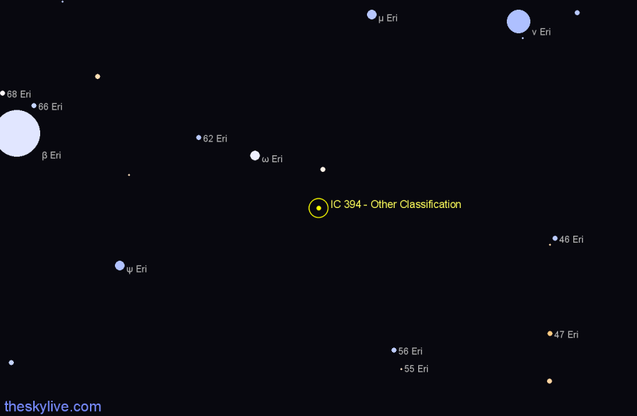 Finder chart IC 394 - Other Classification in Eridanus star