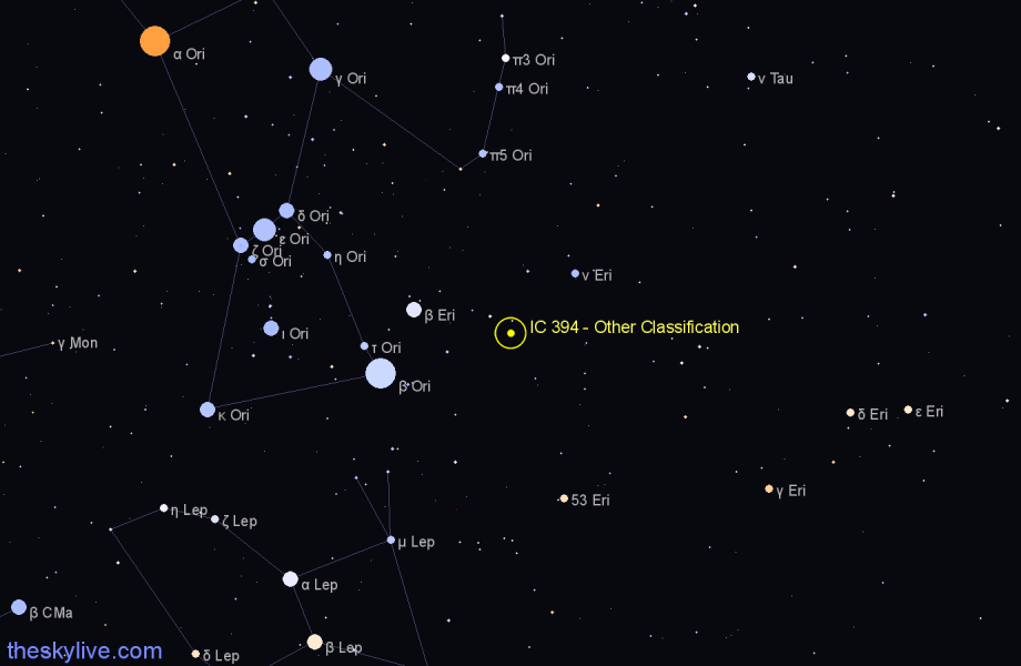 Finder chart IC 394 - Other Classification in Eridanus star