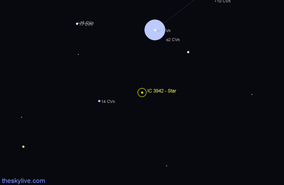 Finder chart IC 3942 - Star in Canes Venatici star