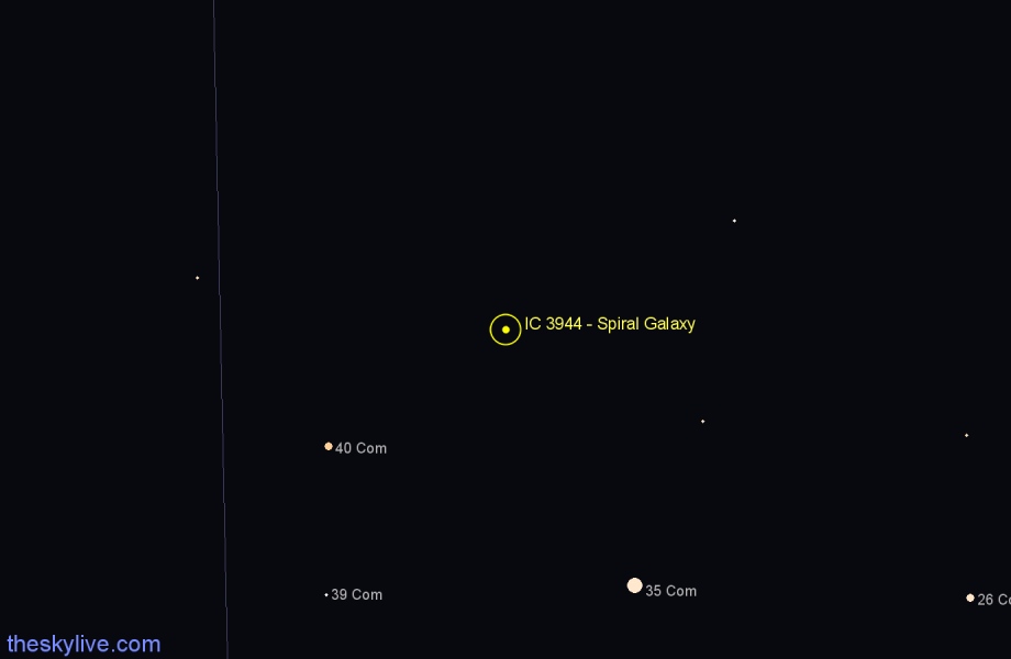 Finder chart IC 3944 - Spiral Galaxy in Coma Berenices star