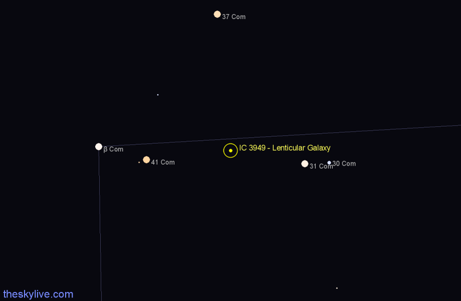 Finder chart IC 3949 - Lenticular Galaxy in Coma Berenices star