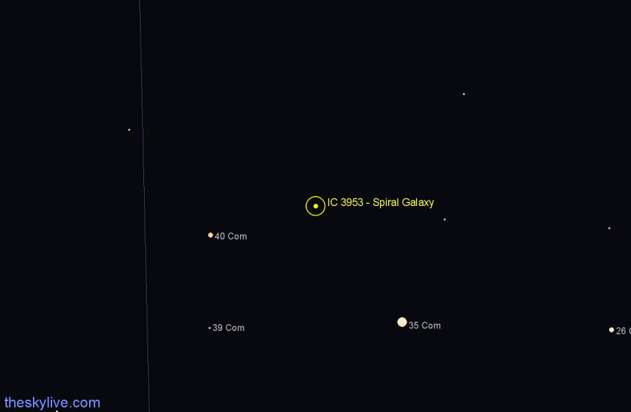 Finder chart IC 3953 - Spiral Galaxy in Coma Berenices star