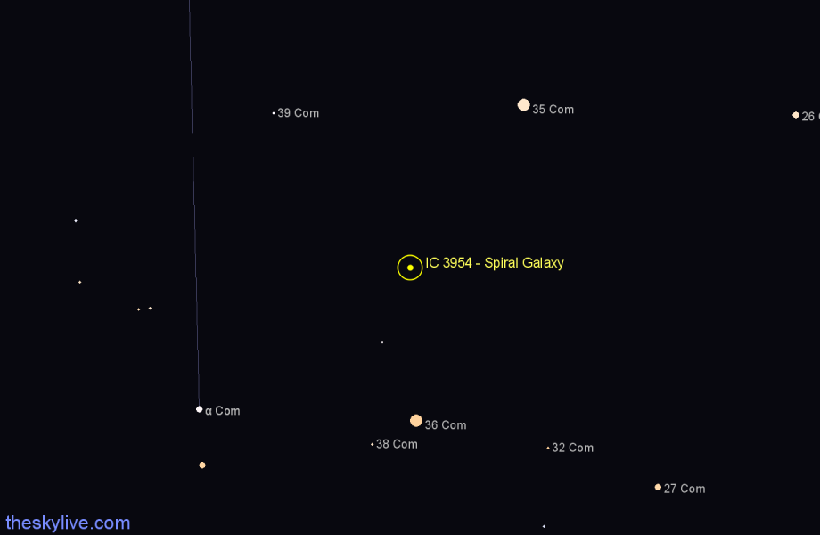 Finder chart IC 3954 - Spiral Galaxy in Coma Berenices star