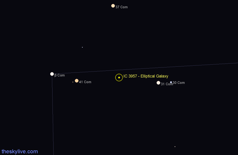 Finder chart IC 3957 - Elliptical Galaxy in Coma Berenices star