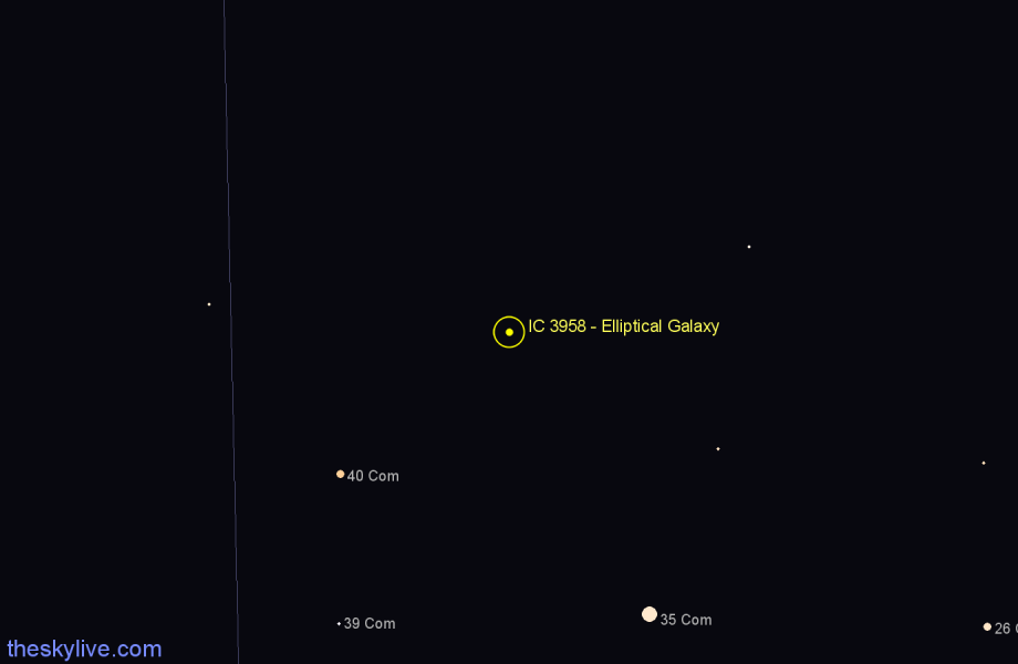 Finder chart IC 3958 - Elliptical Galaxy in Coma Berenices star