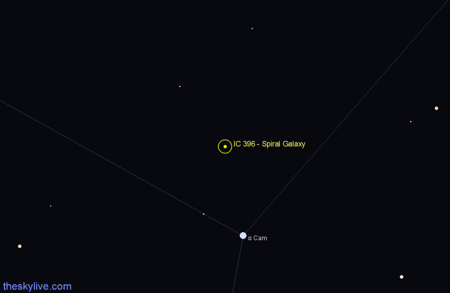 Finder chart IC 396 - Spiral Galaxy in Camelopardalis star