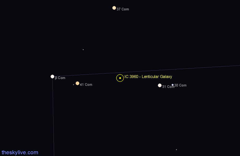 Finder chart IC 3960 - Lenticular Galaxy in Coma Berenices star