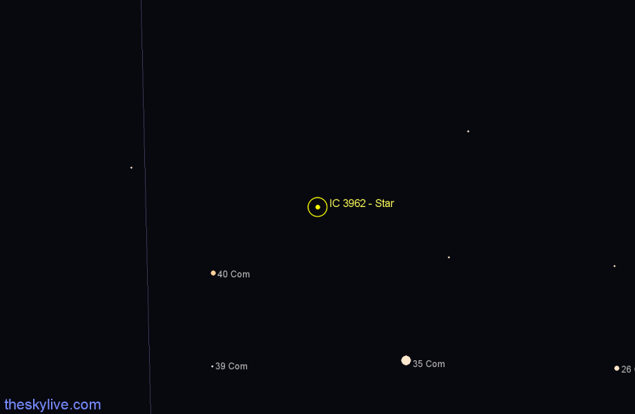 Finder chart IC 3962 - Star in Coma Berenices star