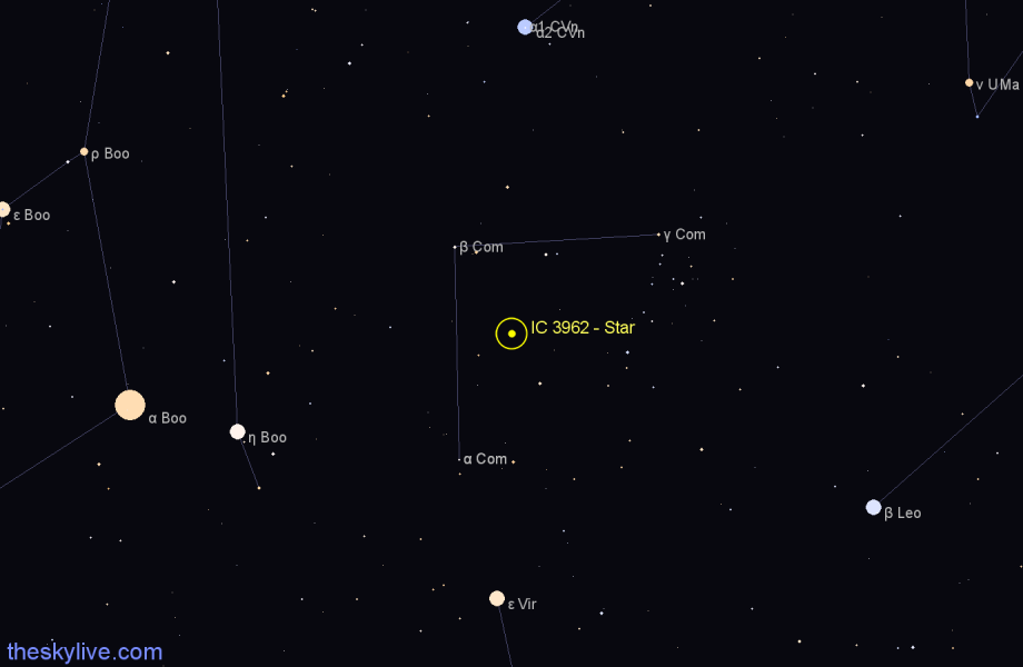 Finder chart IC 3962 - Star in Coma Berenices star