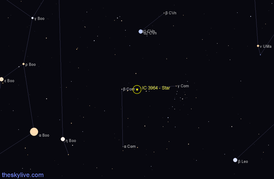 Finder chart IC 3964 - Star in Coma Berenices star