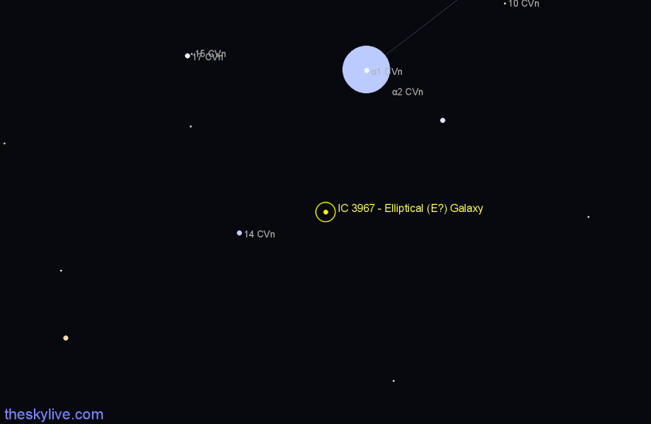 Finder chart IC 3967 - Elliptical (E?) Galaxy in Canes Venatici star