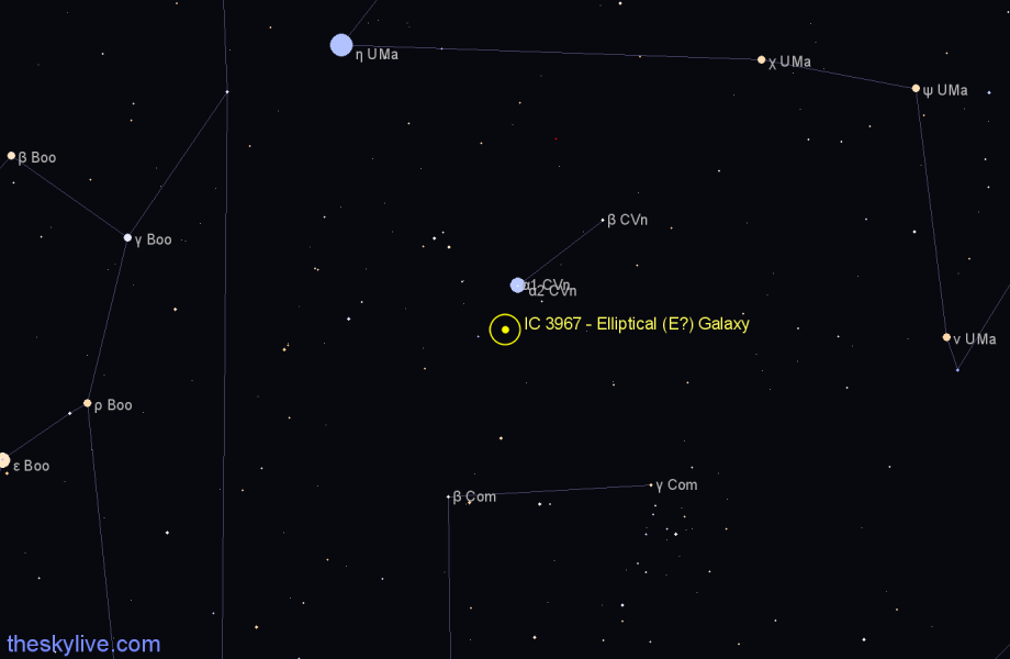 Finder chart IC 3967 - Elliptical (E?) Galaxy in Canes Venatici star