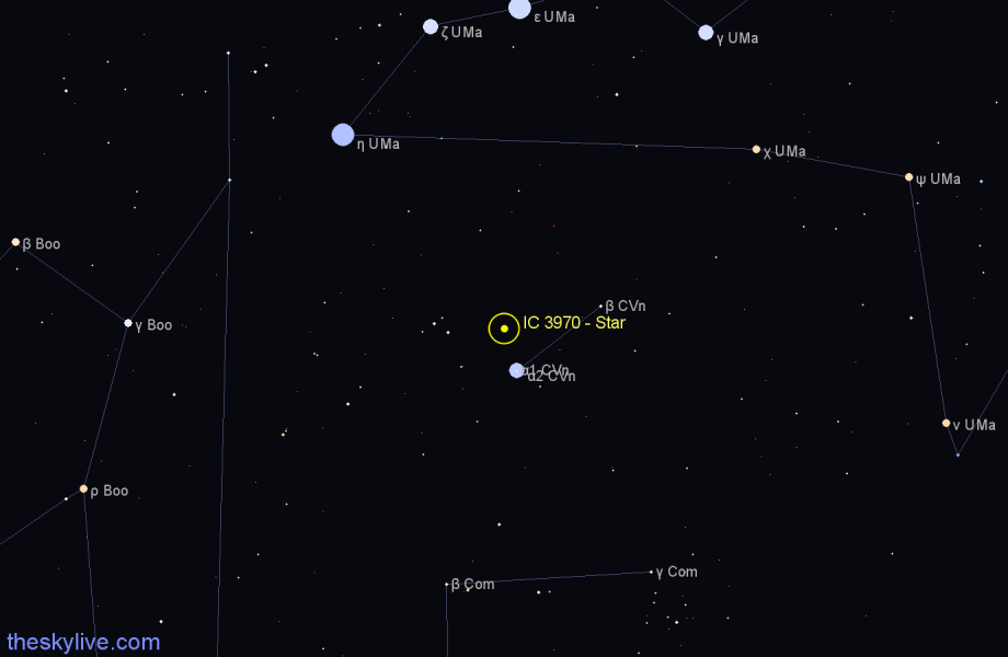 Finder chart IC 3970 - Star in Canes Venatici star