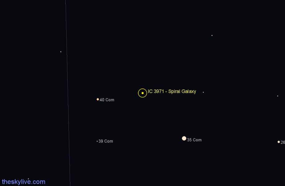 Finder chart IC 3971 - Spiral Galaxy in Coma Berenices star