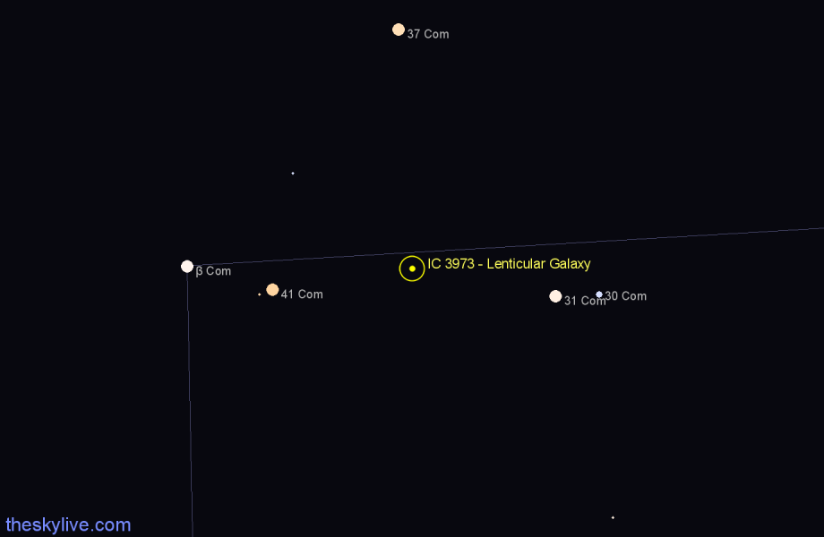 Finder chart IC 3973 - Lenticular Galaxy in Coma Berenices star