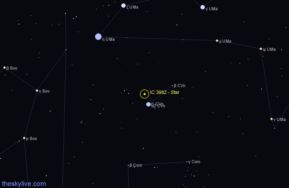 Finder chart IC 3982 - Star in Canes Venatici star